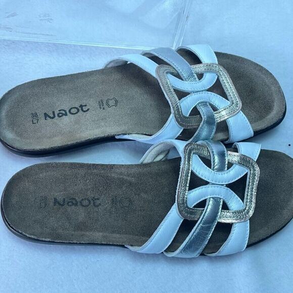 NAOT Liv Slide Sandals Women's Size 7 Slip-On Flats Multicolor Leather Metallic - Picture 10 of 12